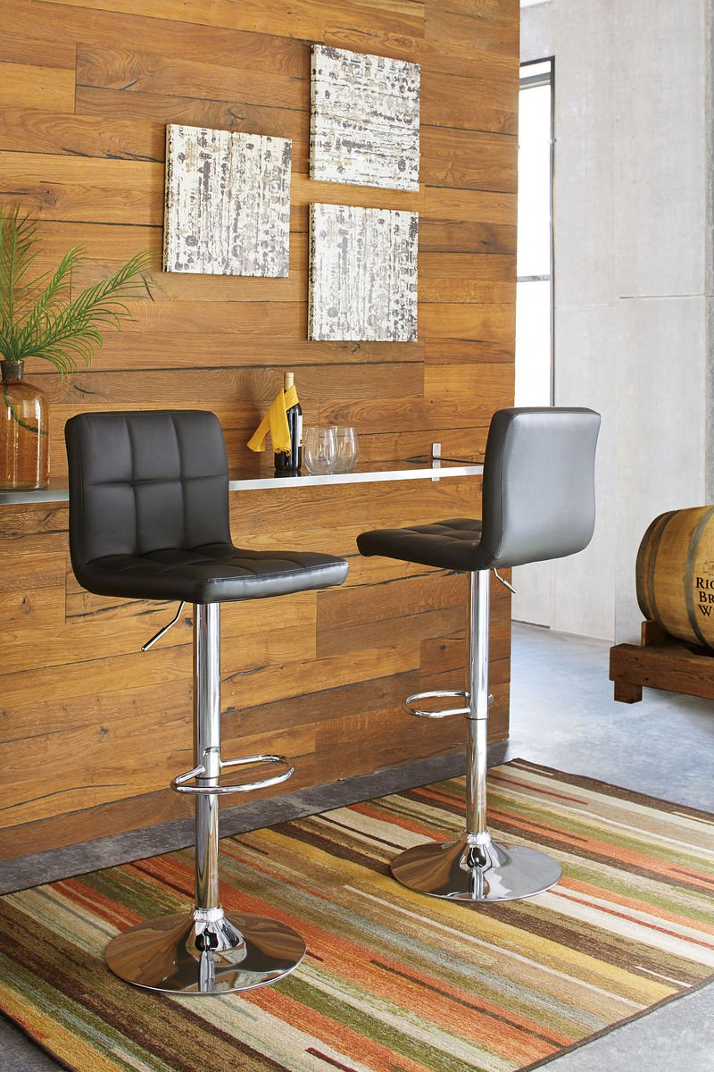 Adjustable height bar stool deals with back