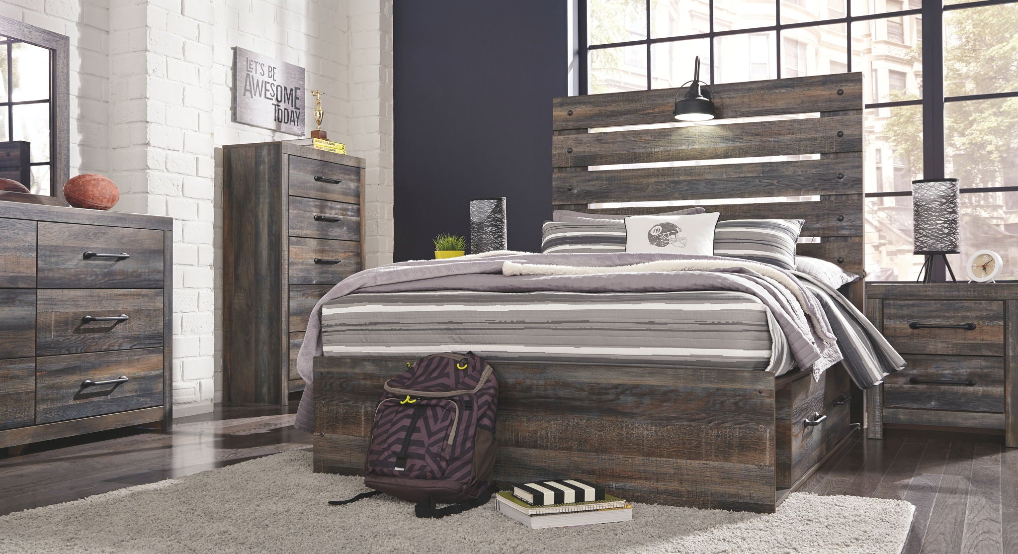 Drystan multi deals panel bedroom set