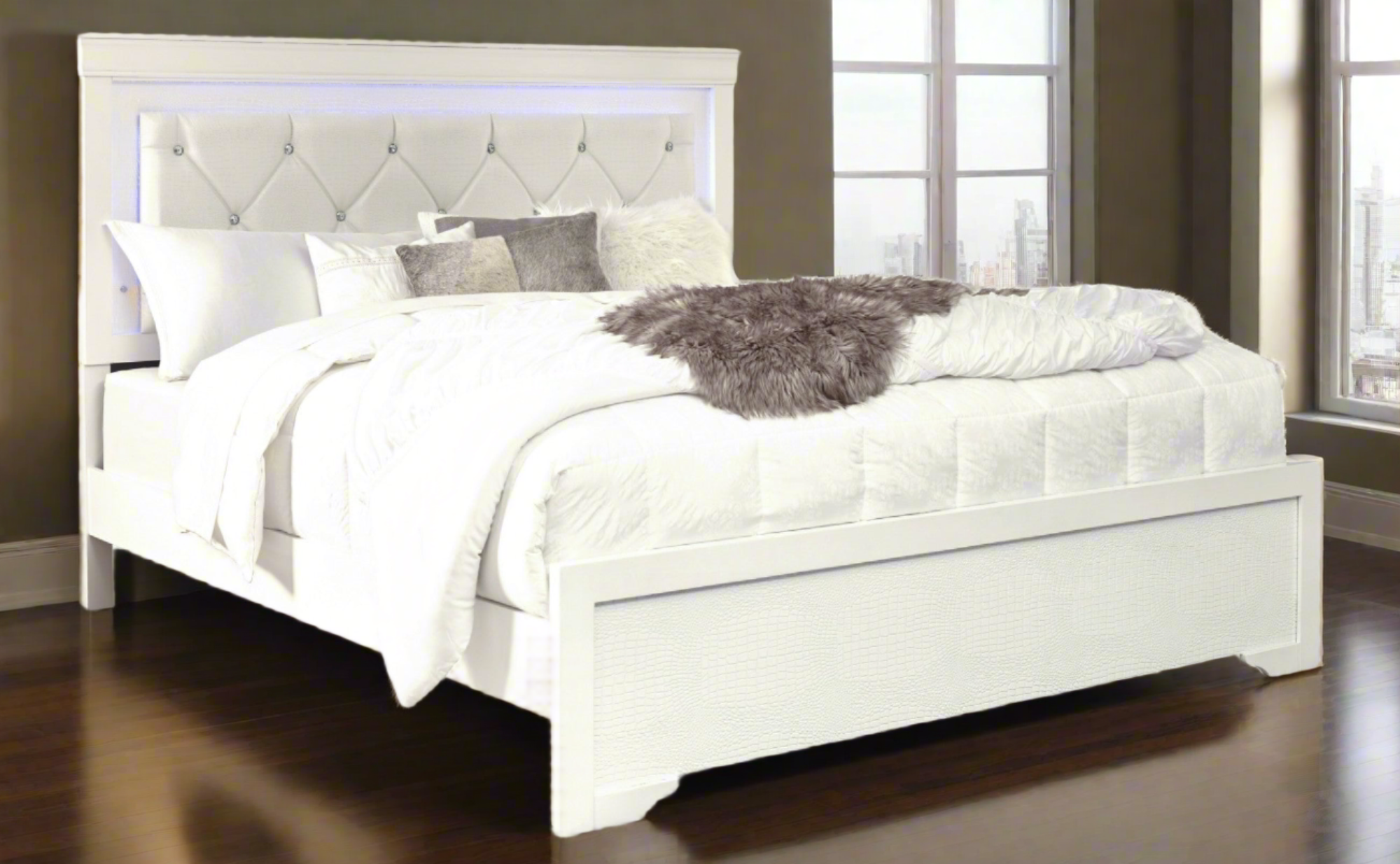 Pompei King Upholstered Bed with LED