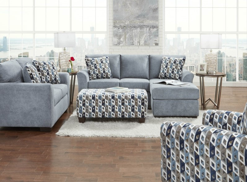 Anna Blue-Grey Chaise Sofa