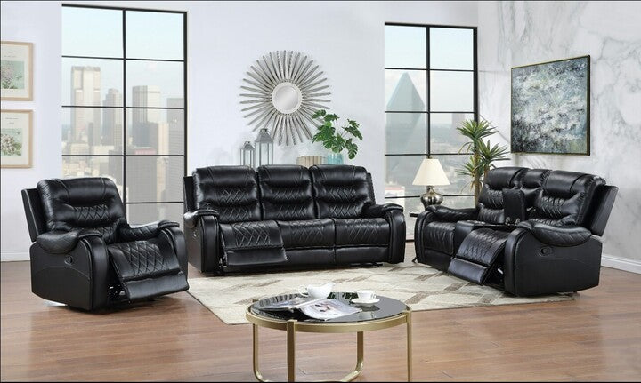 Brighton Black Reclining Sofa and Loveseat