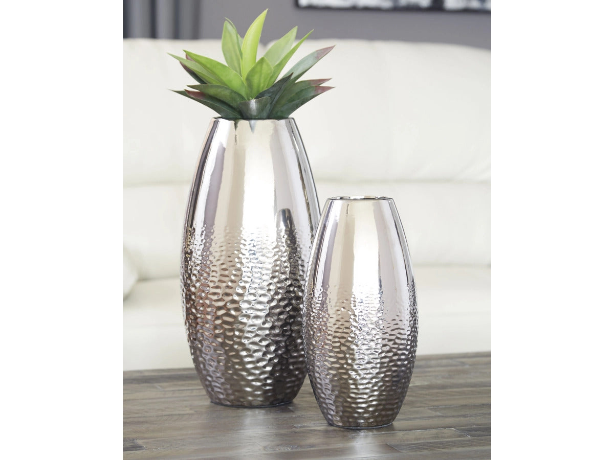 Dinesh Silver Finish Vase Set