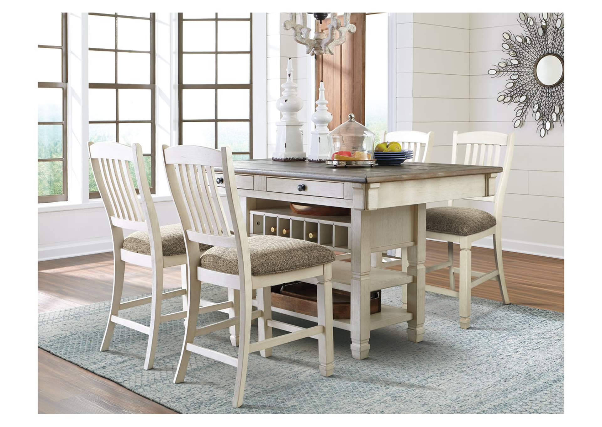 Bolanburg Counter Height Dining Table and 4 Barstools