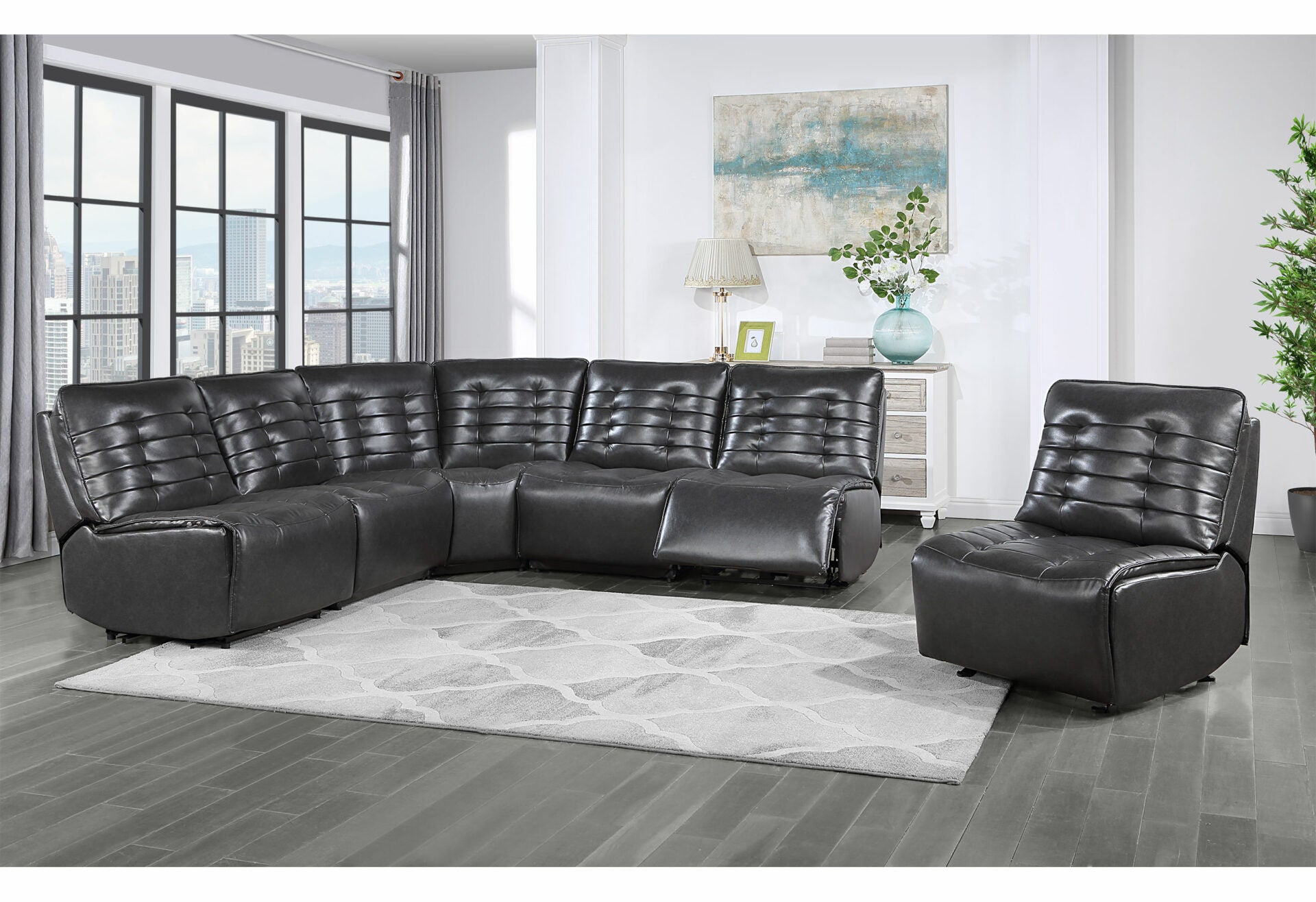 Blanche Charcoal 6 Piece Power Sectional