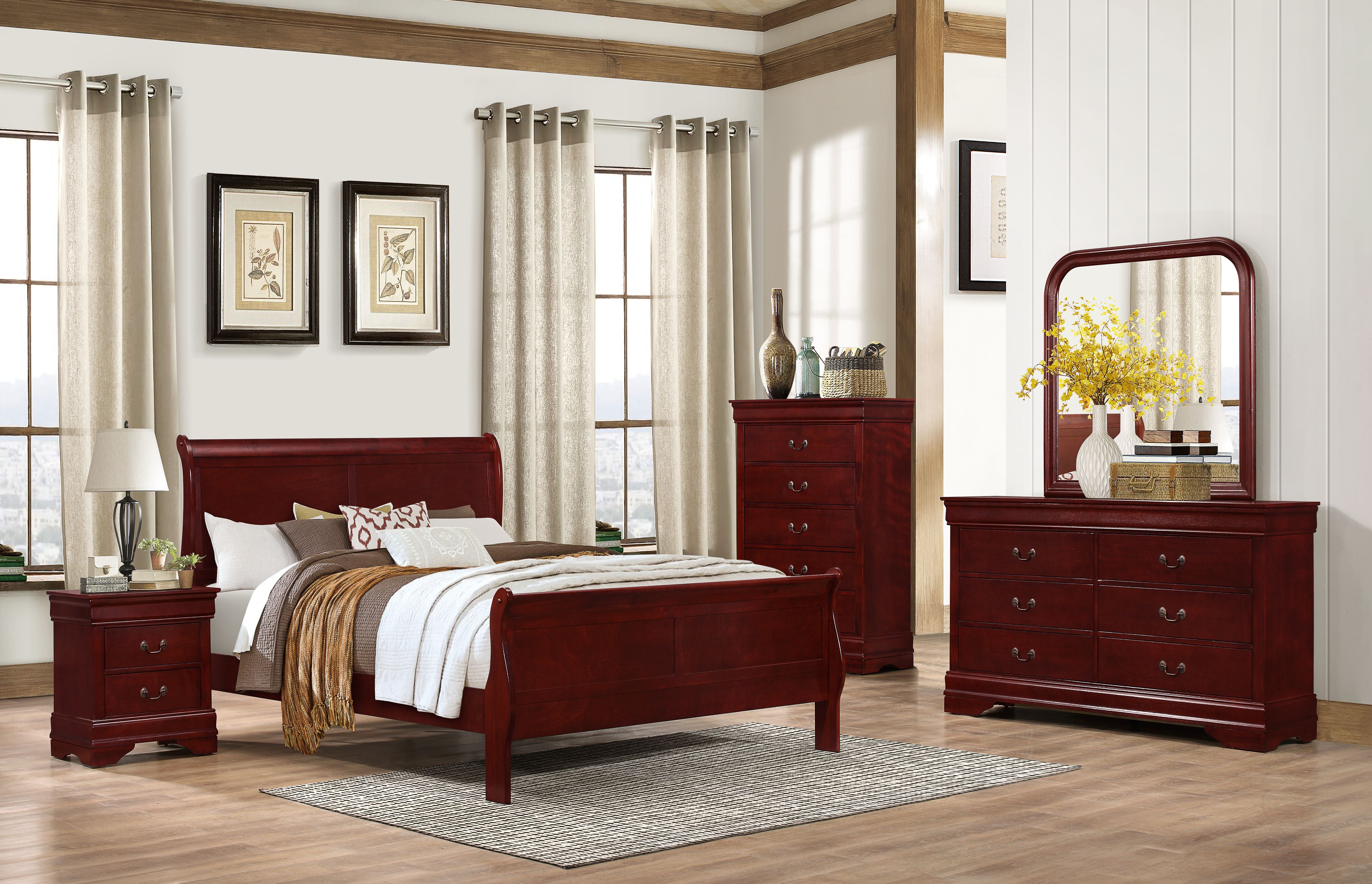 Louis Phillipe Queen Sleigh Bed