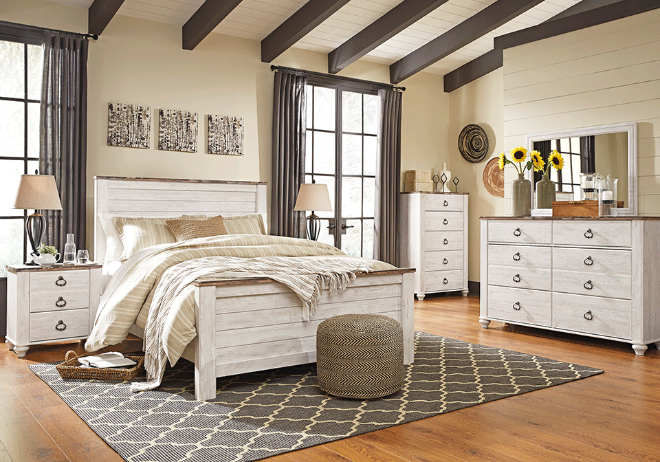 Willowton Queen Bed with Dresser, Mirror and Nightstand