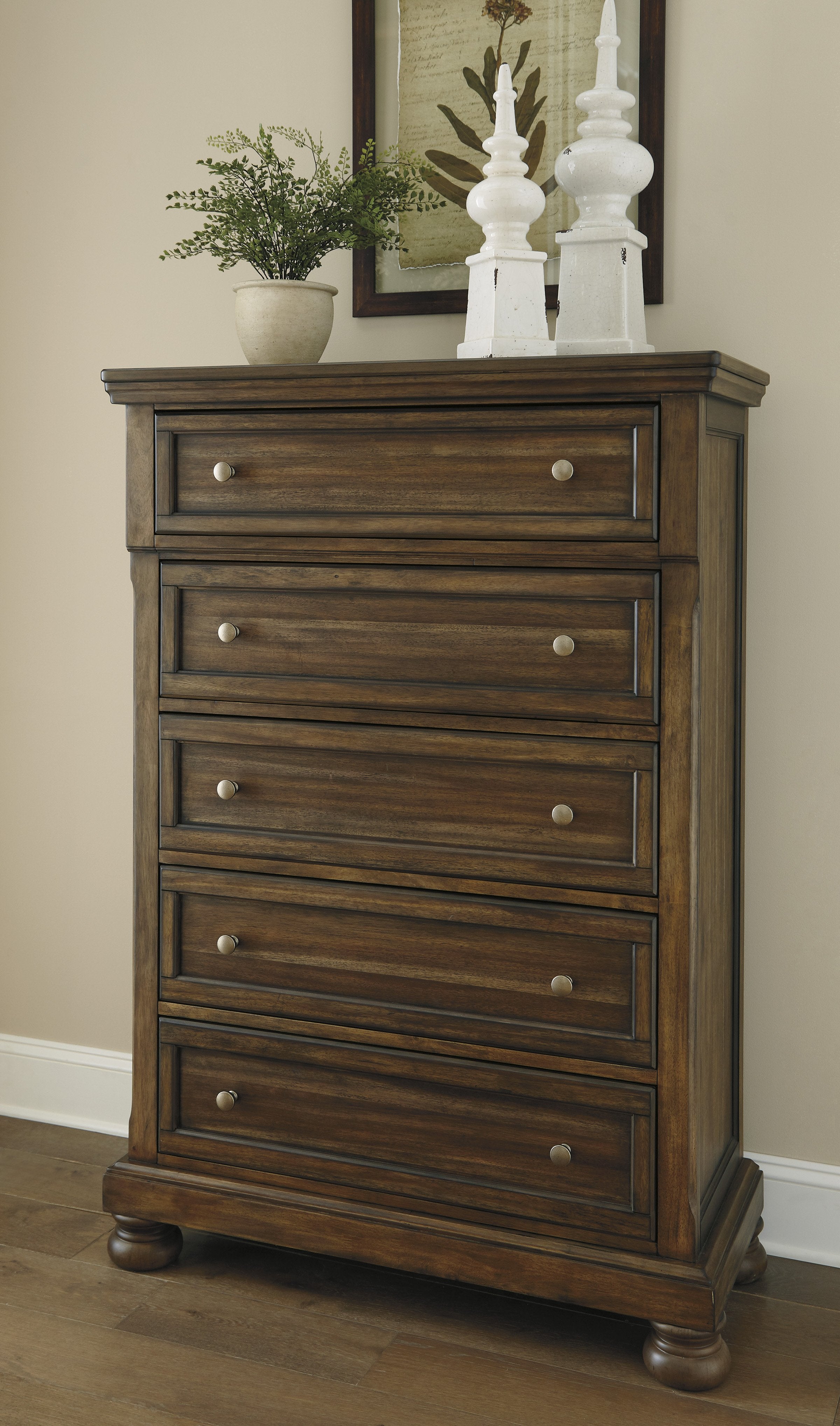 Flynnter Medium Brown Five Drawer Chest - Ashley shop at  Regency Furniture