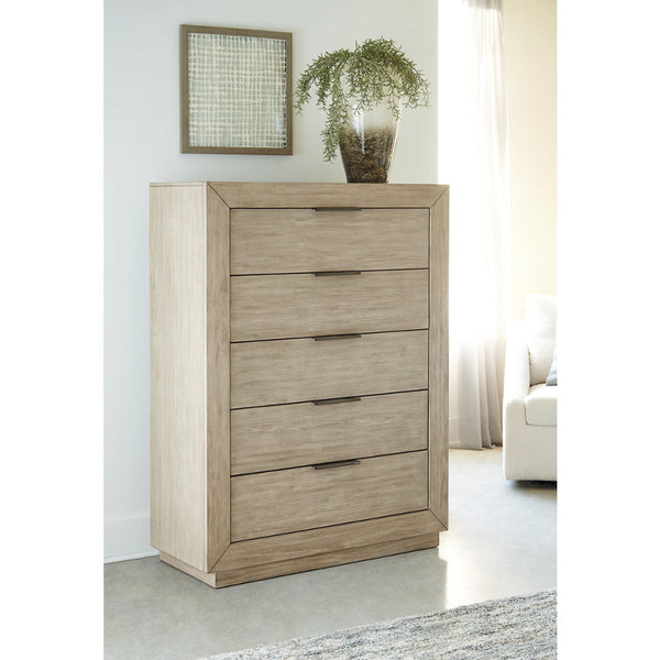 NIBBA 5-drawer chest made of solid ash wood with round edges