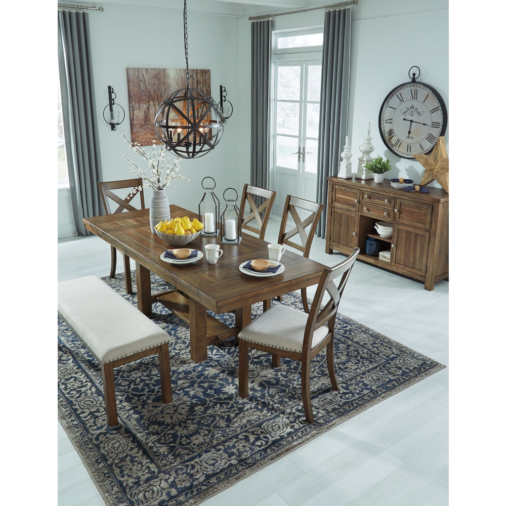 Moriville  Dining Table, 4 Side Chairs and Bench