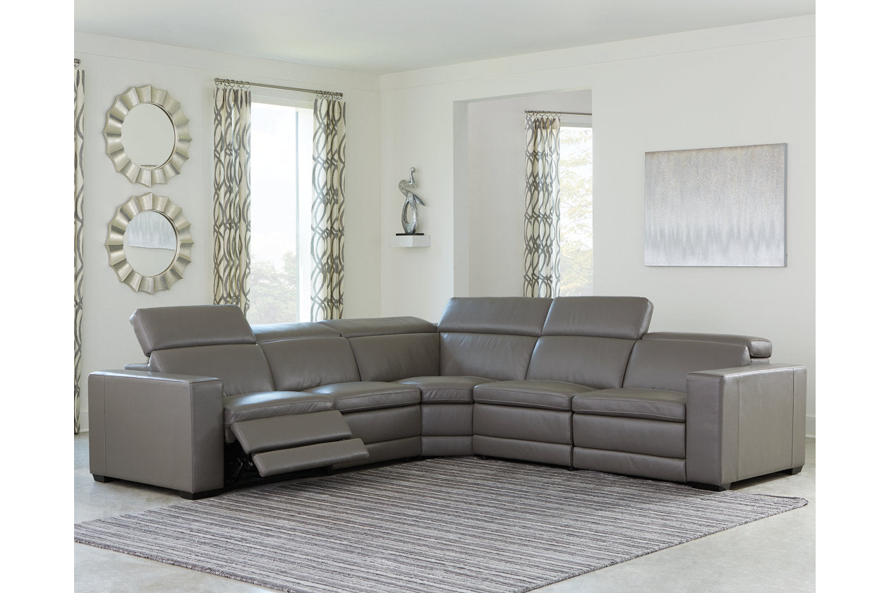 Texline Gray 4-Piece Dual Power Reclining Modular Sectional