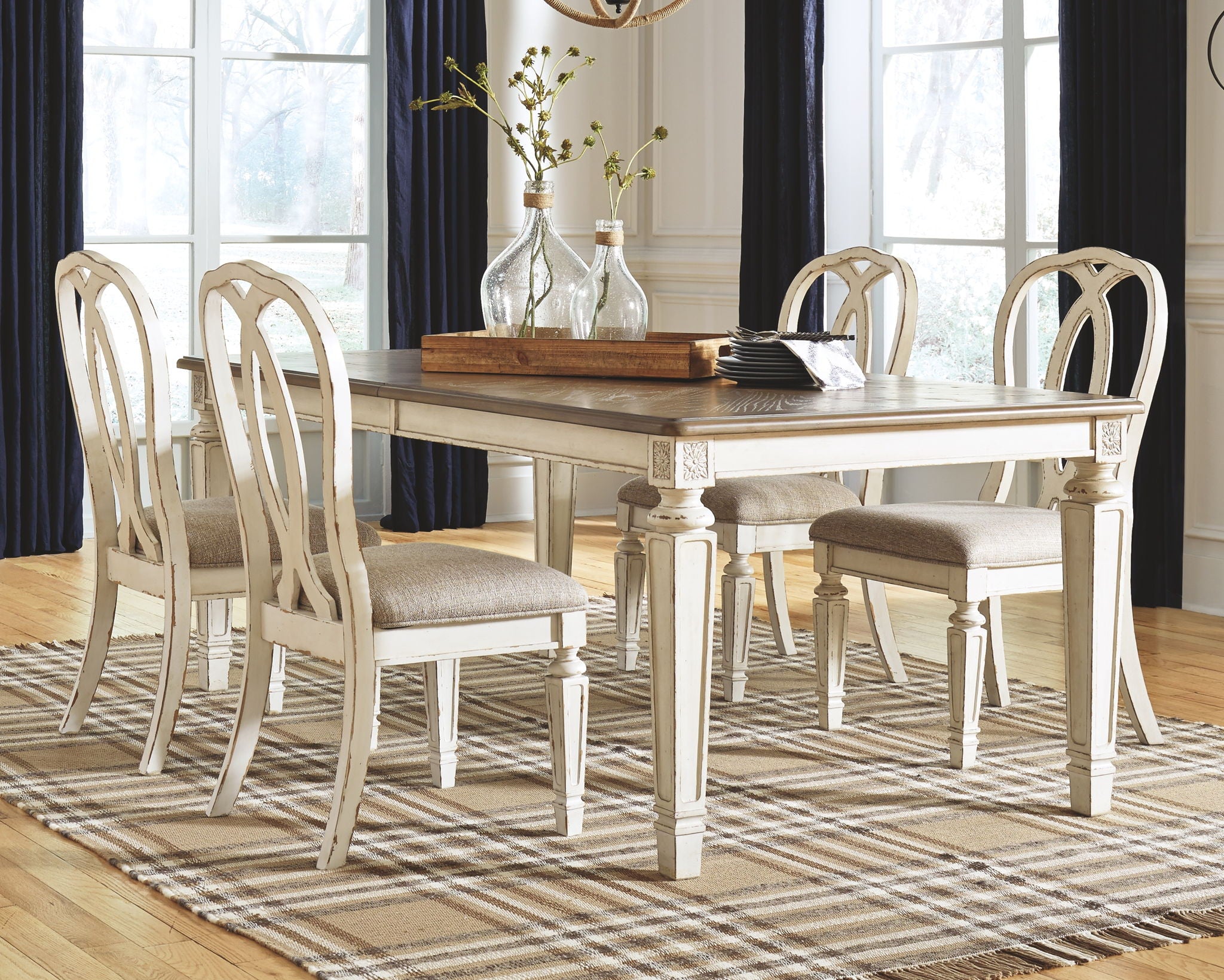 Realyn Dining Table and 4 Ribbon Back Chairs