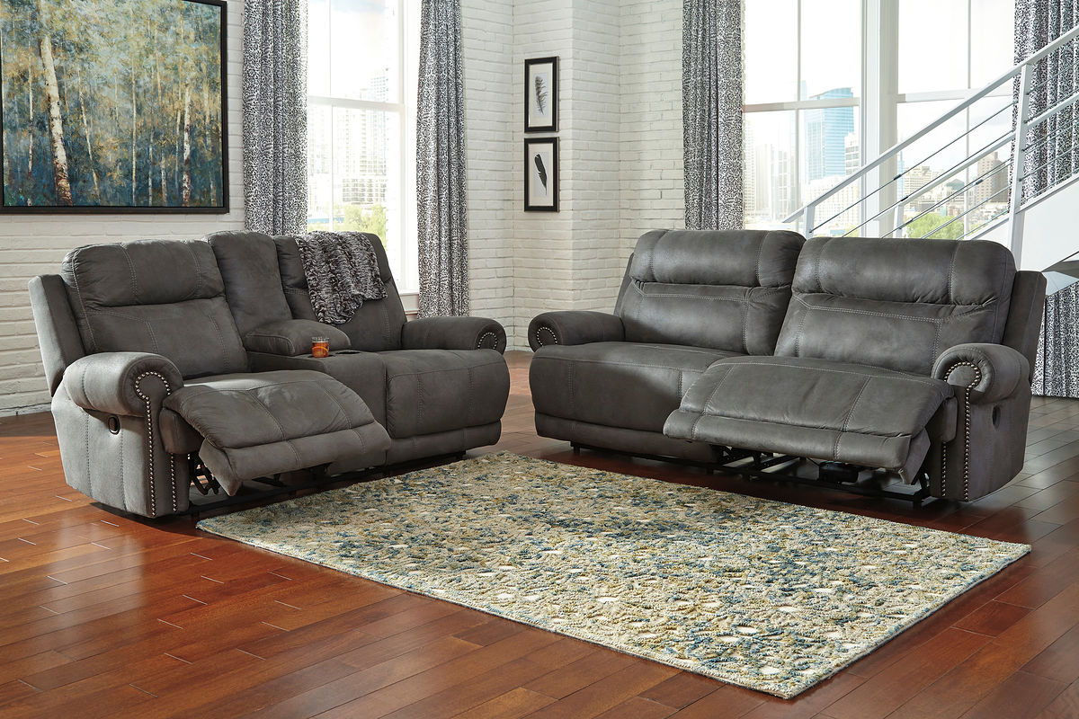 Austere Reclining Sofa and Loveseat