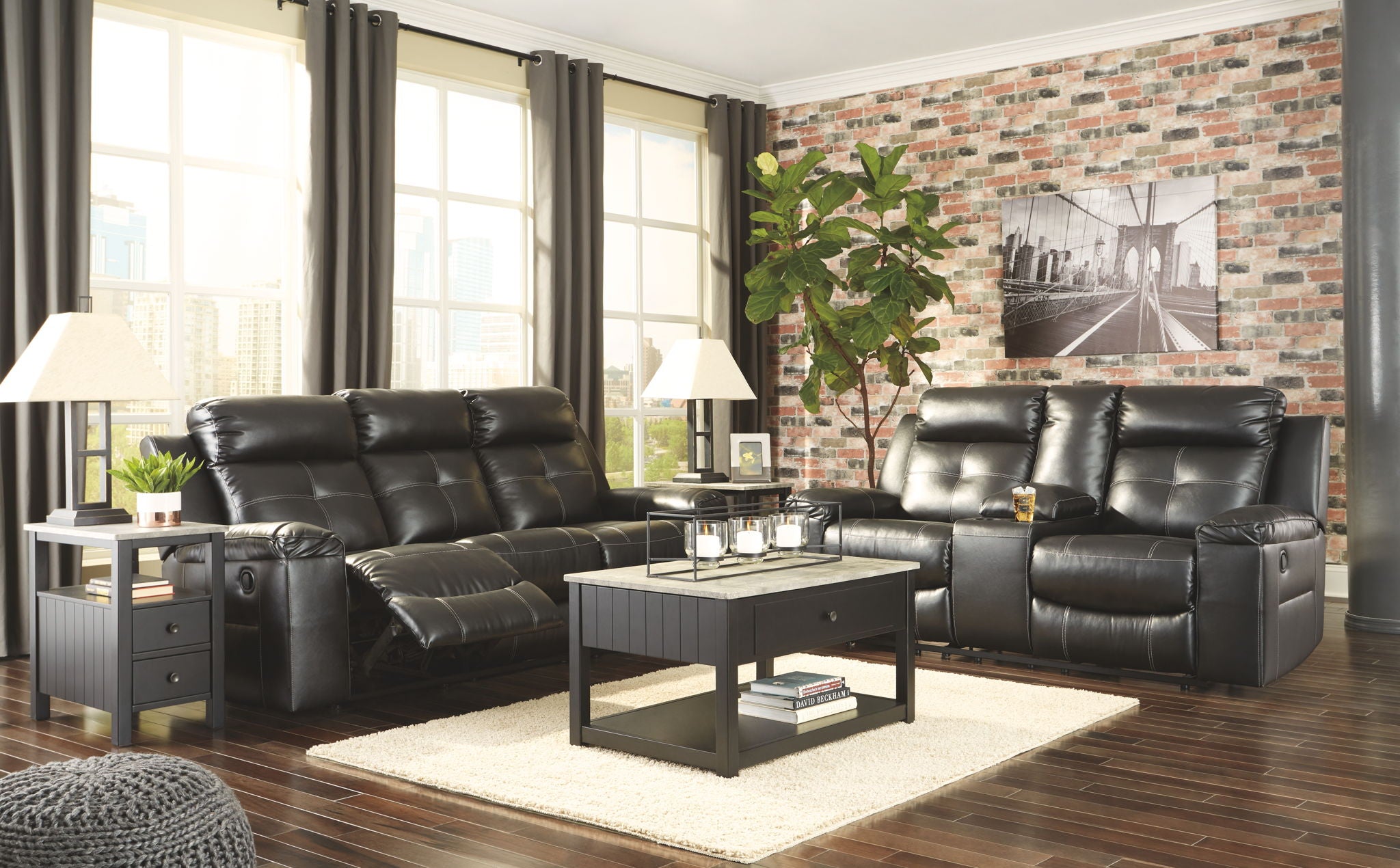 Kempten Manual Reclining Sofa and Loveseat Set