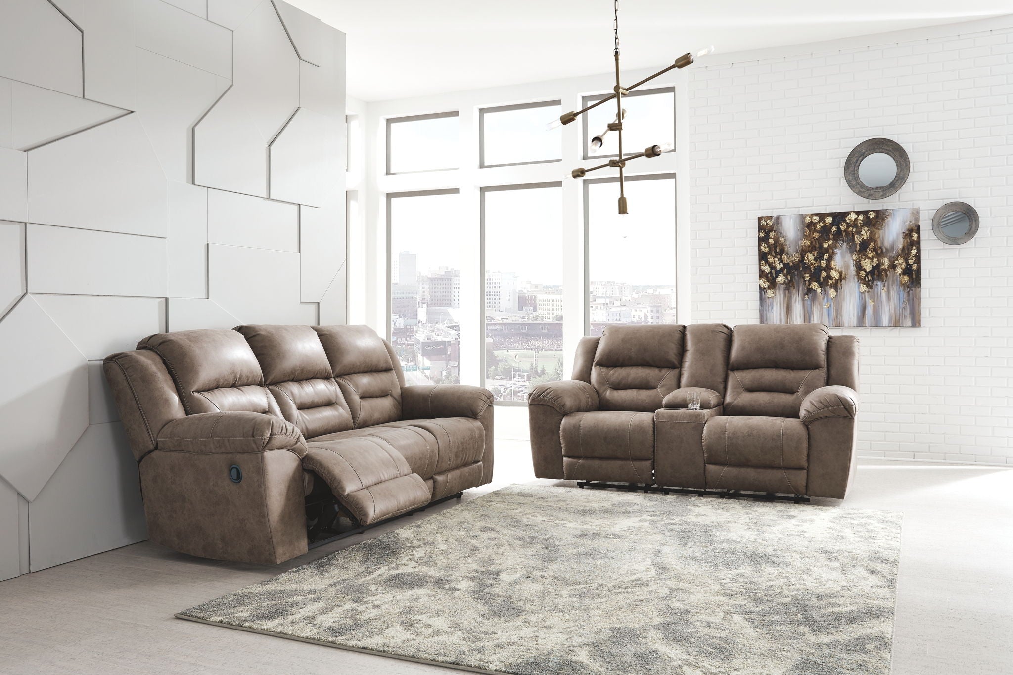 Stoneland Manual Reclining Sofa and Loveseat