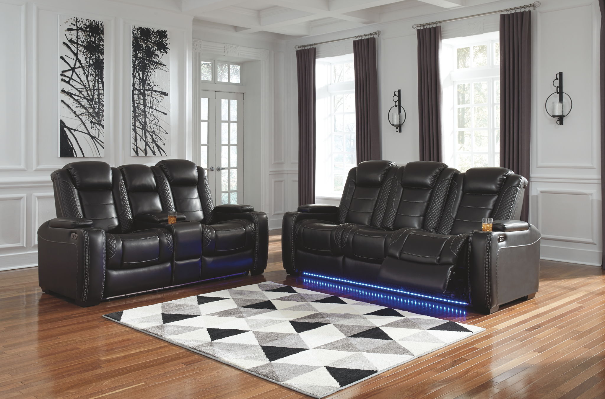 Party Time Dual Power Reclining Sofa and Loveseat Set