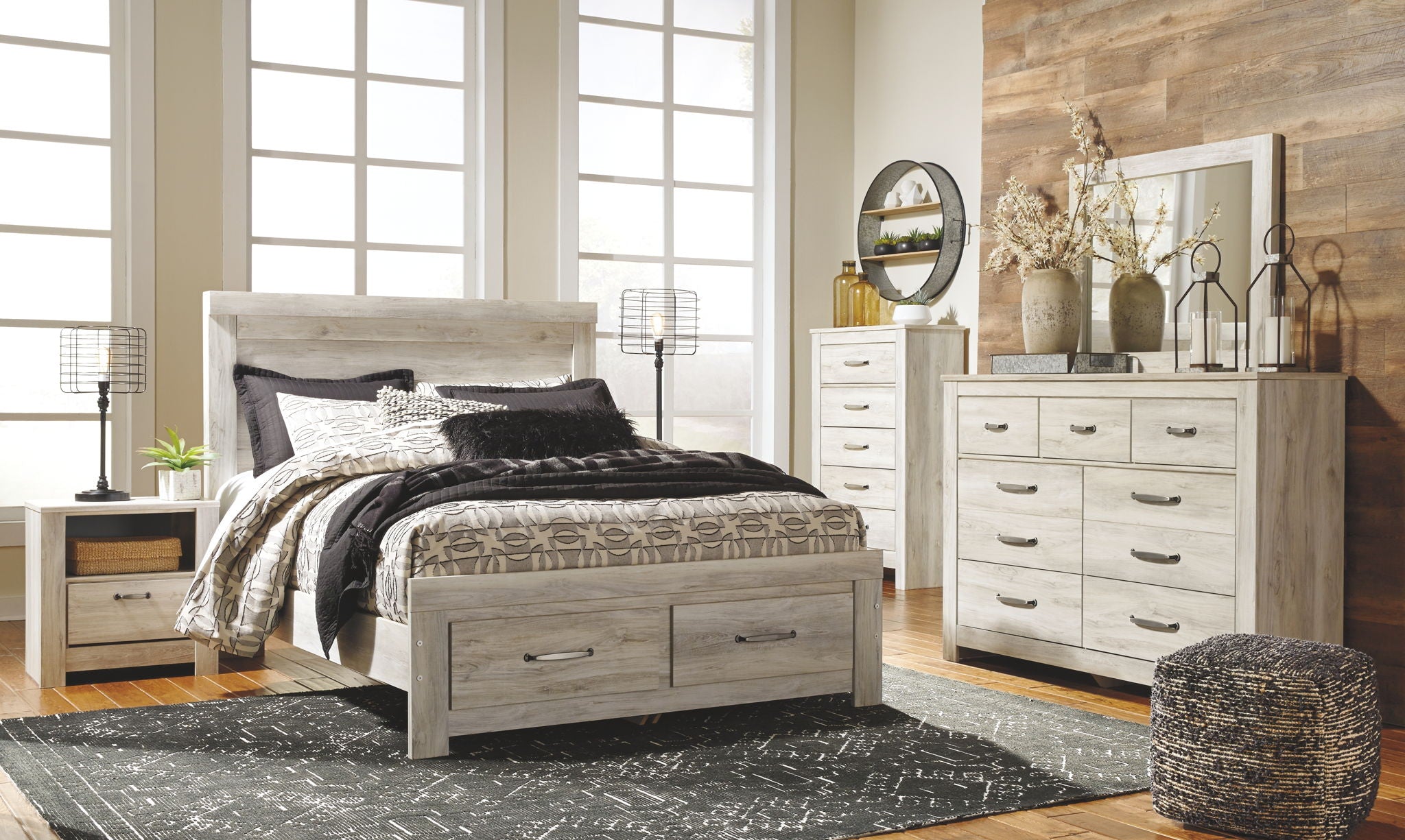 Bellaby Queen Storage Bed with Dresser and Mirror