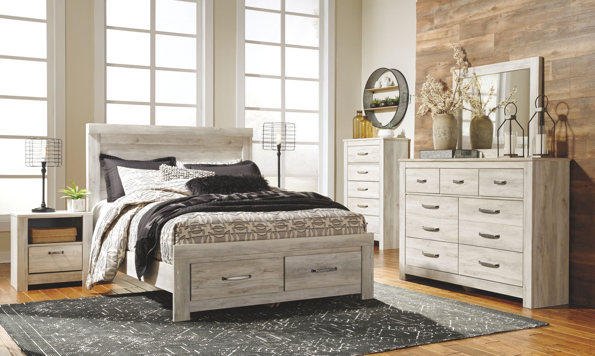 Bellaby Queen Storage Bed with Dresser, Mirror and Nightstand