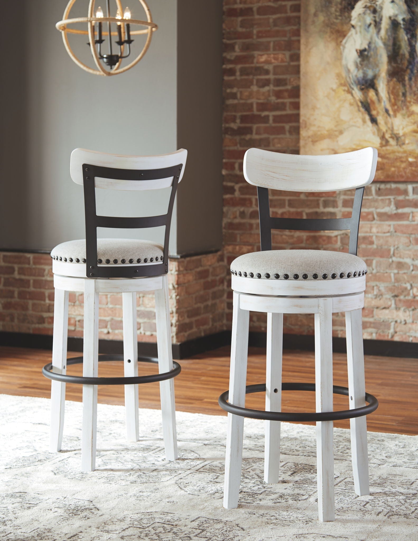 Valebeck Tall Upholstered Swivel Barstool